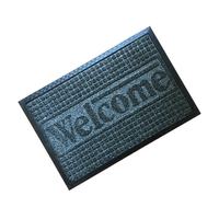 Tapis de bienvenue en polyester texturé pour entrée, tapis de sol avec bordure noire pour la maison, le bureau et l'usage commercial