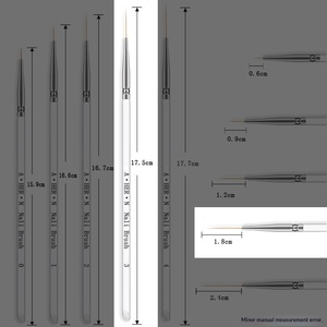 Pinceau professionnel en nylon souple pour nail art et peinture BJD, manche en cristal avec brosse de précision en cuivre pour artistes - Product Image 5