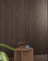 Panel Akustik Veneer kayu kenari alami kustom tongkat langit-langit paneel Akustik Slat Panel dinding Akupanel Dekor dalam ruangan