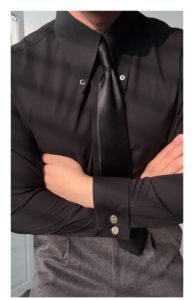 <span class=keywords><strong>Chemise</strong></span> <span class=keywords><strong>italienne</strong></span> de style gentleman à col long boutonné, poignets mousquetaires, coupe ajustée, infroissable, couleur unie, pour affaires - Product Image 5