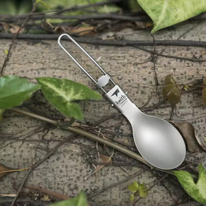Cuillère pliante en titane portable, durable, ultralégère, écologique, argentée, vaisselle résistante à la corrosion, voyage, pique-nique, extérieur - Product Image 6