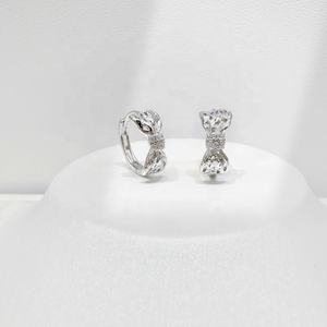 Precio de fábrica, pendientes de aro con lazo de plata de ley 925, joyería fina, sencillos, pequeños, vintage, delicados, hipoalergénicos, para niñas. - Product Image 1