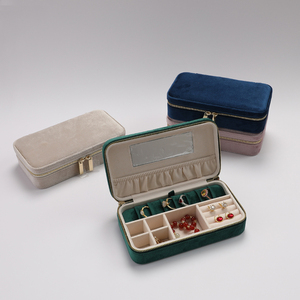 Custom Logo Design Velvet Jewelry <b>Storage</b> Zipper Box Travel Jewelry Box Travel Jewellery Case Necklace <b>Ring</b> Pendant Box - Product Image 5