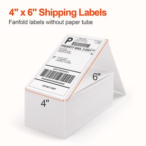 4" X 6" White Perforated Direct Thermal Address Shipping Thermal <strong>Printer</strong> Compatible Fan Fold 4x6 <strong>Label</strong> - Product Image 2