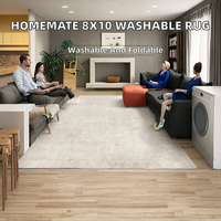 Tapis d'intérieur Homemate lavable, chic vintage, en fausse laine unie, 8x10, antidérapant, pliable, pour salon, chambre, salle à manger