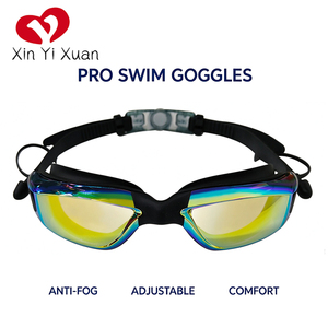 Lunettes de natation personnalisées Xinyixuan pour adultes, verres miroir anti-buée UV400 en polycarbonate, sangle réglable, monture intégrale. - Product Image 3
