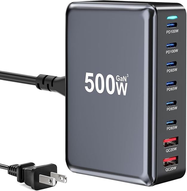 500W PD3.1 Type-C Gan Power Supply Adapter with 5V/3A Output