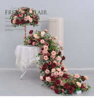 Offre Spéciale – Chemin de Table Floral Artificiel en Soie Rose Bourgogne de Haute Qualité pour Décoration de Mariage, Rangée de Fleurs et Boule de Fleurs