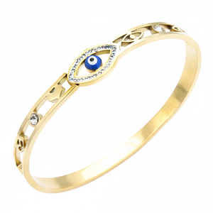 Bracelet de mode en acier inoxydable plaqué or avec un design unique, œil maléfique - Product Image 2