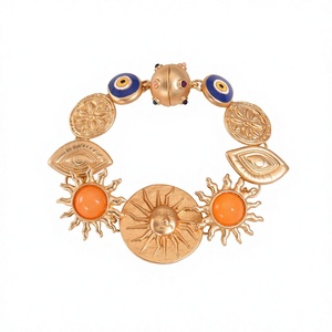 Bracelet à breloques en alliage plaqué or, motif œil de soleil, style bohème, bijou tendance unisexe - Product Image 4