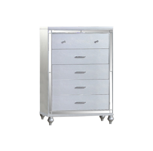 Ensemble de meubles de chambre à coucher 5 pièces moderne pour lit king size, comprenant une table de chevet rembourrée en bois, une commode, un miroir et une armoire pour le salon - Product Image 6