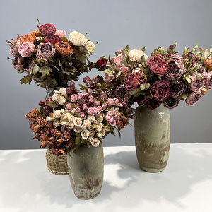 Tallos de peonía de imitación con bordes quemados hechos a mano centro de mesa de boda realista flores pintura al óleo decoración de granja botánicos artificiales - Product Image 2