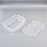 Boîtes alimentaires jetables en plastique transparent PP rectangulaires de 1250 ml, très vendues, pour la préparation de repas rapides