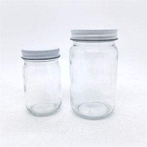 8 Oz Rõ Ràng Thủy Tinh Miệng Rộng Nền Kinh Tế Lọ 16 Oz Glass Mayo Lọ 4 Oz Lọ Thủy Tinh Với Kim Loại Màu Trắng Đóng Cửa - Product Image 3