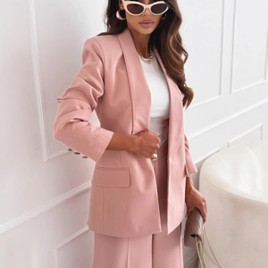 Conjuntos de <span class=keywords><strong>Traje</strong></span> de <span class=keywords><strong>Mujer</strong></span> de Moda Europea y Americana, Color Popular, Casual, de Pierna Ancha, Mezcla de Lana, Antiarrugas, <span class=keywords><strong>con</strong></span> Estampado de Puntos, Corte Regular - Product Image 2