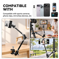 Kit de fixation Magic Arm de 22 pouces, support de caméra de bureau suspendu, bras articulé à friction long pour téléphone, caméra d'action, microphone