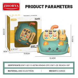 Jouet éducatif multifonctionnel pour bébé Zhorya, design de chat de dessin animé, jouets de téléphone à tirer pour enfant - Product Image 6