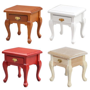 Accessoires pour maison de poupée 1:12, meubles miniatures européens blancs purs, modèle de meuble en bois à monter soi-même, armoire latérale avec table de chevet, armoire de rangement - Product Image 2