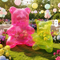 Nouvelle conception d'ours gonflable en PVC transparent pour la décoration d'événements, la remise des diplômes et la Saint-Valentin, utilisation en extérieur, portable et durable