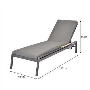 Chaise longue de luxe en aluminium avec coussin épais en tissu coton haute densité 25D 200g, lit de <span class=keywords><strong>soleil</strong></span> réglable pour l'extérieur et la piscine - Product Image 5