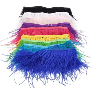 Rts 58 cores barato 8-10cm avestruz penas guarnição franja para DIY vestido costura artesanato trajes decoração