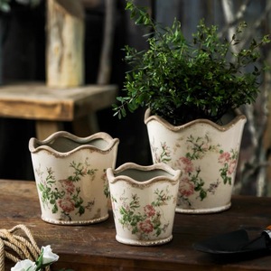 Pots <span class=keywords><strong>de</strong></span> fleurs en céramique rose rose vintage rétro français fleurs horticoles plantes vertes décorations hydroponiques - Product Image 4