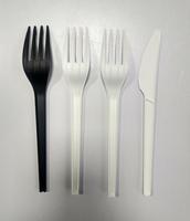 Ensemble de couverts CPLA, fourchette, couteau, cuillère de 7 pouces, couverts jetables compostables en amidon de maïs, en vrac pour la restauration aérienne, les hôtels