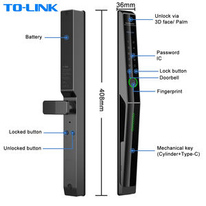 Puerta corredera de aluminio Tolink, impermeable, Palma, vena, huella dactilar, código Digital, cerraduras de puerta <span class=keywords><strong>Exterior</strong></span> inteligentes con reconocimiento Facial - Product Image 6
