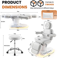 Table de soin esthétique professionnelle électrique réglable en hauteur avec lumière LED, pour spa, soins du visage, table médicale CE ISO