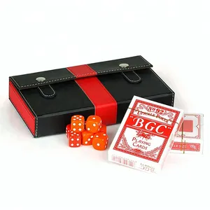 热卖娱乐扑克牌收纳盒礼物案例PU皮革扑克牌用例集扑克骰子