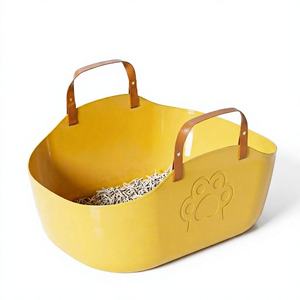 Caja de arena <span class=keywords><strong>para</strong></span> <span class=keywords><strong>gatos</strong></span> extra grande de 25 cm con lados altos, pared antisalpicaduras, parte superior abierta, inodoro <span class=keywords><strong>para</strong></span> <span class=keywords><strong>gatos</strong></span> de PE con asa de cuero PU <span class=keywords><strong>para</strong></span> <span class=keywords><strong>gatos</strong></span> grandes - Product Image 1