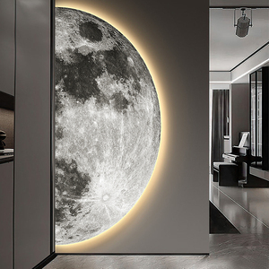 ภาพศิลปะติดผนังสมัยใหม่ ภาพวาดคริสตัลพอร์ซเลน LED ระดับไฮเอนด์ รูปพระจันทร์ครึ่งวงกลม สำหรับตกแต่งห้องนั่งเล่นหรูหรา ทางเดิน และผนังทางเข้า - Product Image 2