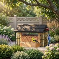 Mangeoire à oiseaux moderne pliable en bois, suspendue, pour oiseaux sauvages, cage à suets, mangeoire à graines, abreuvoir à nectar pour colibris, décoration de jardin