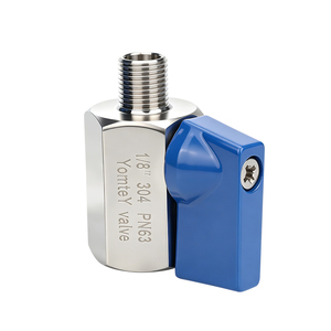 Mini-vanne à boisseau sphérique en acier inoxydable 304 PN63, filetage mâle-femelle, moulage de précision, surface lisse, marquage clair et précis, ODM - Product Image 1