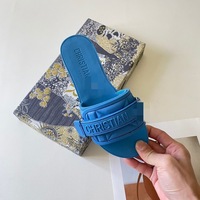 The Most Popular Casual Letter Embroidery Velcro with a Single Word for Wearing Flat Slippers, Fashionable and Versatile