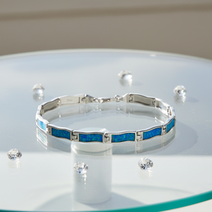 Bracelets de haute qualité en argent plaqué argent avec opale bleue synthétique, bijoux à la mode, bracelets à breloques religieux hawaïens de l'océan <span class=keywords><strong>Pacifique</strong></span> - Product Image 3