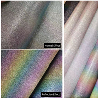 Roll Vinyl Transfer Panas Glitter Reflektif Tebal Lembaran HTV untuk Pakaian Kaos Kain Cetak Logo Kustom