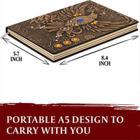 Secolorart Vintage 3D Phoenix en cuir gaufré Journal d'écriture Antique fait à la main bloc-notes quotidien