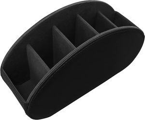 Soporte <span class=keywords><strong>de</strong></span> cuero negro moderno para control remoto <span class=keywords><strong>de</strong></span> TV, organizador <span class=keywords><strong>de</strong></span> escritorio Caddy <span class=keywords><strong>de</strong></span> 5 compartimentos para reproductor multimedia, bolígrafo, <span class=keywords><strong>caja</strong></span>/bandeja <span class=keywords><strong>de</strong></span> almacenamiento remoto - Product Image 4