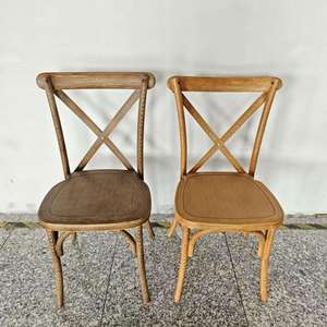 Silla de Resina Apilable Vintage para Banquetes y Bodas con Respaldo Cruzado de Plástico Natural para Venta Directa - Product Image 5