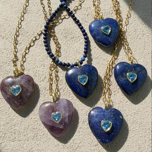 Collier Pendentif en Pierre Naturelle Européenne et Américaine : Œil de Tigre, Lapis Lazuli, Zirconium, Cristal Blanc – Charme Quotidien - Product Image 6