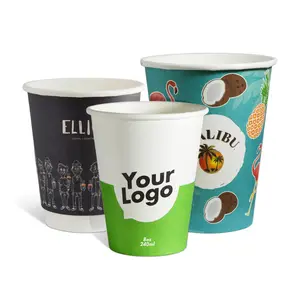 맞춤형 인쇄 대량 가격 일회용 이중 벽 12 oz 16oz 커피 차와 아이스크림 뚜껑이있는 흰색 종이 컵
