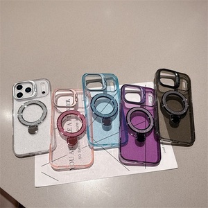 เคสโทรศัพท์พรีเมียมจากโรงงาน โปร่งใส ประดับกลิตเตอร์ วัสดุ PC พร้อมกรอบเลนส์และขาตั้งแม่เหล็ก สำหรับ iPhone 13 14 15 16 17 Pro Max - Product Image 2