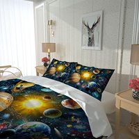 Literie pour adulte imprimée en 3D Planet Space King Ensemble de housse de couette imprimée 3 pièces Ensemble de couette en microfibre