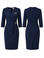 Robes de travail sur mesure OEM ODM à marque privée pour femmes, robe portefeuille de bureau, coupe ajustée, tenue professionnelle formelle