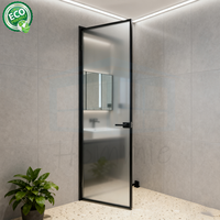 Porte intérieure en aluminium pour salle de bain Porte en verre trempé Porte intérieure design minimaliste