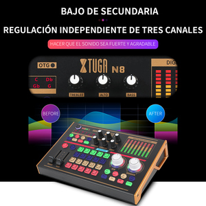 N8 48V USB BT <span class=keywords><strong>musica</strong></span> registrazione Live Kit microfono Audio scheda Audio Mixer con funzione di cancellazione del rumore per Podcast Studio - Product Image 3