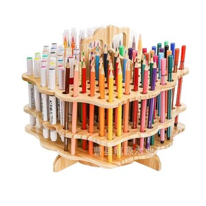 Soporte de madera para pinceles, organizador giratorio de madera maciza para pinceles de acuarela, estante de almacenamiento multiusos para el hogar - Product Image 5