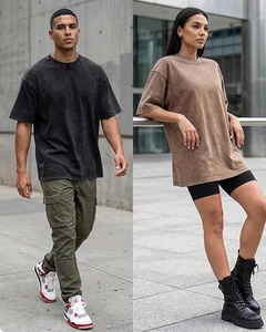 Custom Mineral Wash T Shirt For Men 100% Cotton Heavyweight 260gsm Oversized Vintage Acid Washed Streetwear Shirts - Product Image 2