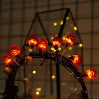 Romantische 40LED Rozen Bloemen Lichtslinger Koper Materiaal IP44 Binnen Tuin Feest Decoratie Valentijn Warm Wit 10m